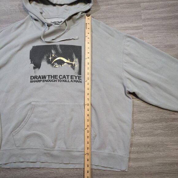 Taylor Swift Midnights Hoodie Sweatshirt Draw the Cat Eye Gray Adult 2XL XXL - Picture 6 of 8